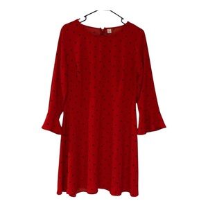 3/$15 Old Navy Polka Dot A-Line Red Knee Length 3/4 Bell Sleeve Housewife Dress